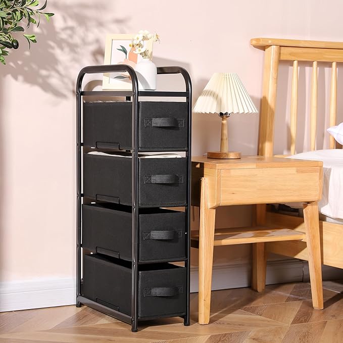 Houser 4 Drawer Narrow Dresser Fabric Storage Tower Vertical Slim Storage Chest