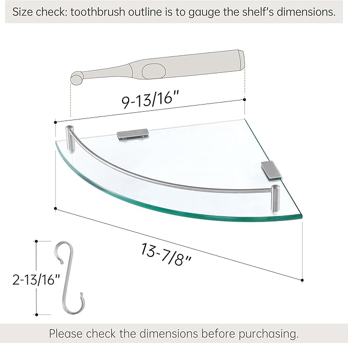 Glass Corner Shelf for Bathroom Corner Shelf 2 Pack Tempered Glass Shelf
