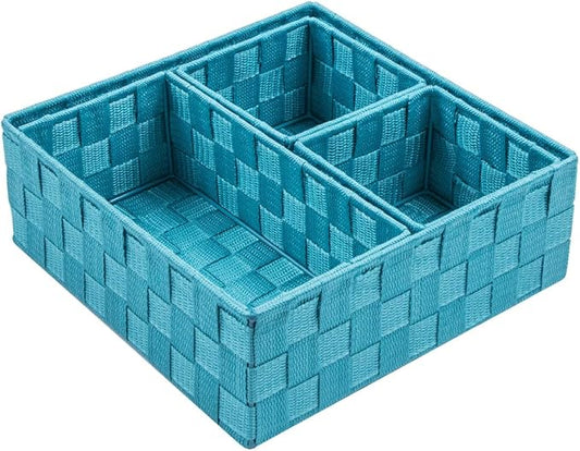 Woven Storage Baskets for Organizing, Aqua
