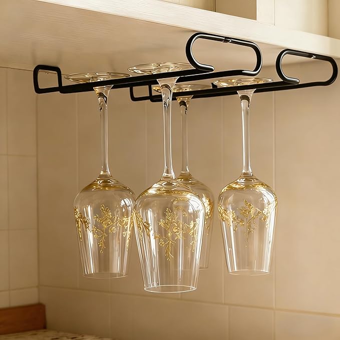 10 Inch Under Cabinet Wine Glass Rack Stemware Holder Glass Storage Hanger