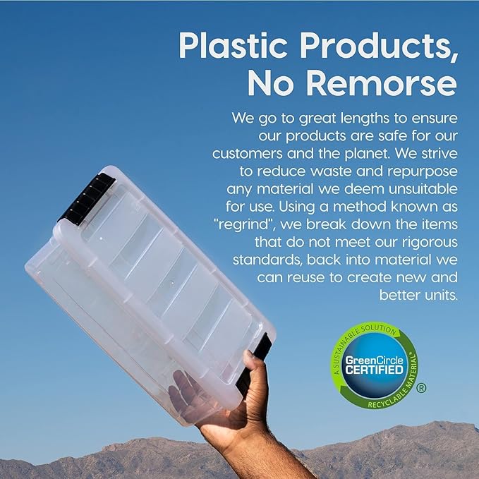 USA 13 QT Plastic Storage Box with Lid and Latches, 6 Pack, BPA-Free, Clear