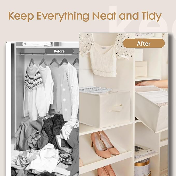 6 Pack Large Clothes Organizer, Beige