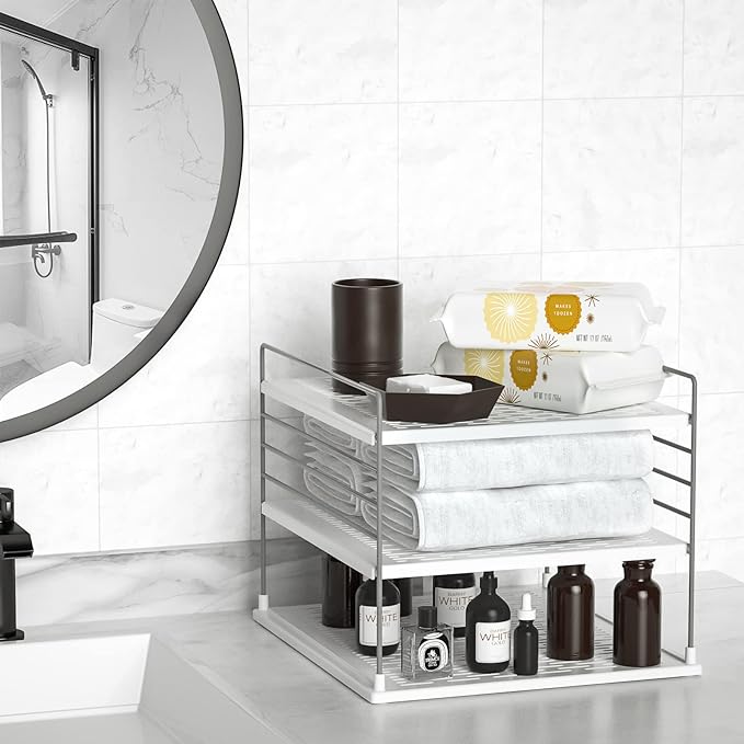 2 PACK Cabinet Organizer for Foil and Plastic Wrap- Divided Compartment Holder