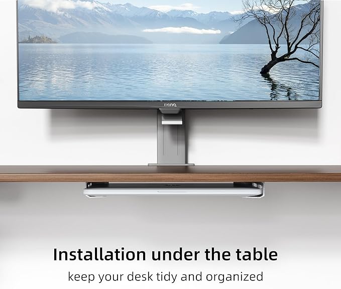 Wall & Under Desk Laptop Mount Holder–Adhesive & Screw in, 1.02"/ 26 mm