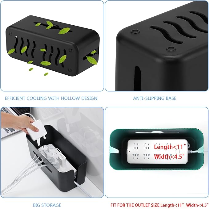 Cable Management Box, Cord Organizer Box for Desk Floor Cable Hide