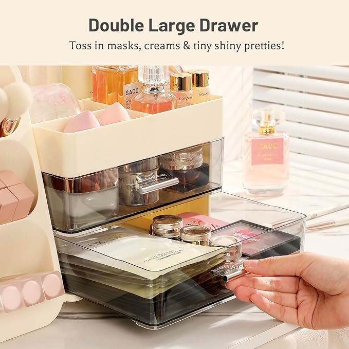 Makeup Organizer with Drawers, Large Bathroom Countertop Storage for Vanity