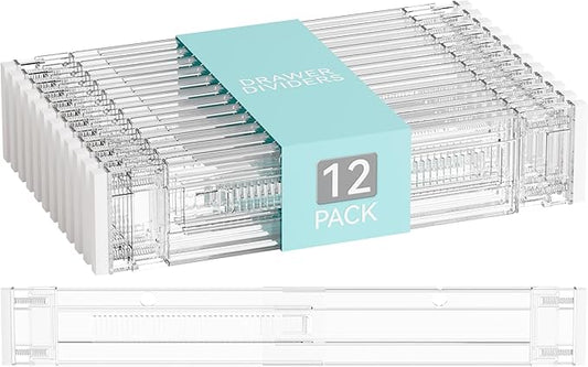 12Pack 3.2 Inch Shallow Acrylic Drawer Dividers for Clothes -Expandable from