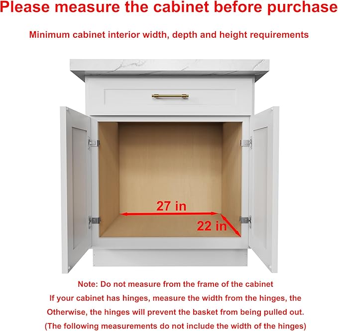 Sikarou Pull Out Cabinet Organizer,Heavy-Duty Slide Out Shelf, Wood And Wire Basket, Pull Out Drawer for for Kitchen Under Sink Space, Pantry, Bathroom (26 * 21 WM)