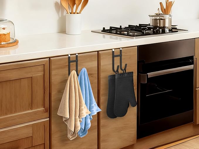 Over the Door Twin Metal Hooks with Plastic Coating 5.5" Fit 0.5" to 1 3/8" Door