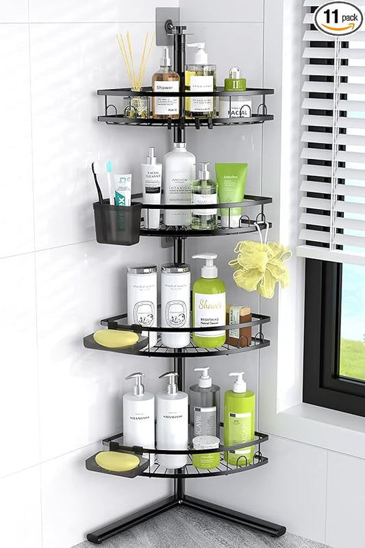 Corner Shower Caddy Standing, 4-tier Rustproof Shower Organizer Shelf