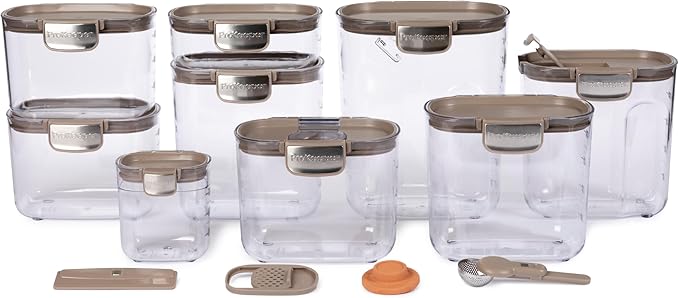 ProKeeper+ Airtight Food Storage Container Set, Taupe, 13-Piece