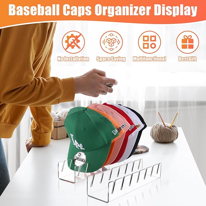 Hat Stand for Baseball Caps, Clear-4Pack