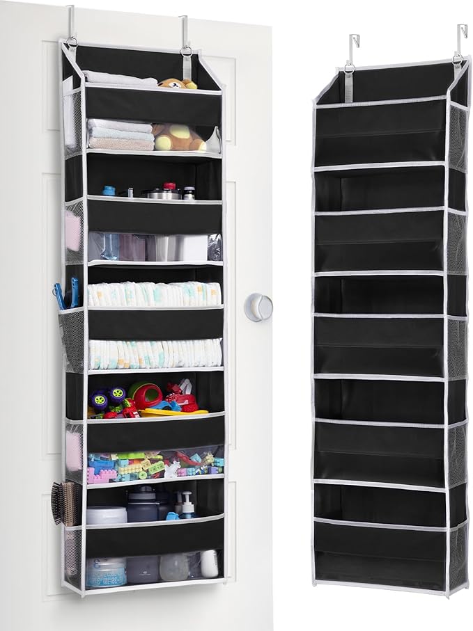 1 Pack Over The Door Organizer, 5 Shelf Door Organizer Hanging & 10 Side Pockets