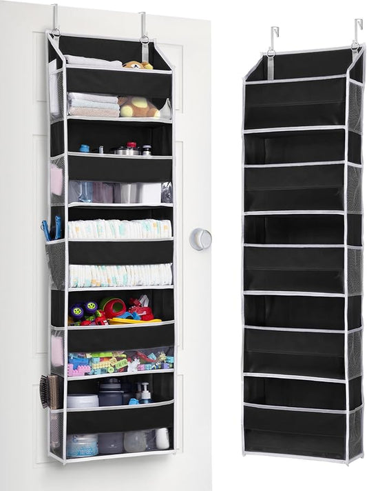 1 Pack Over The Door Organizer, 5 Shelf Door Organizer Hanging & 10 Side Pockets