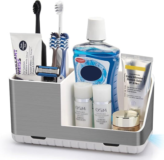 Toothbrush Holders for Bathroom Countertop Organizer, Brushed Silver