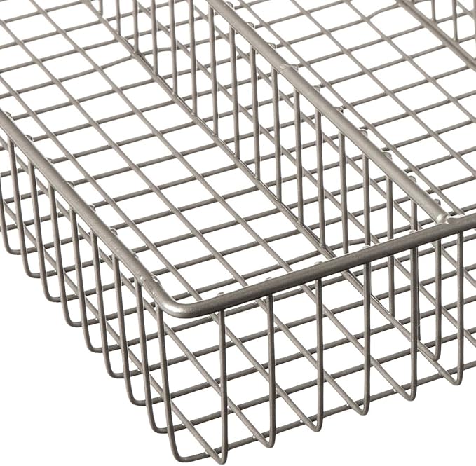 Large Wire Silverware Drawer Organizer Satin Nickel 5 Compartment Grid Utensil