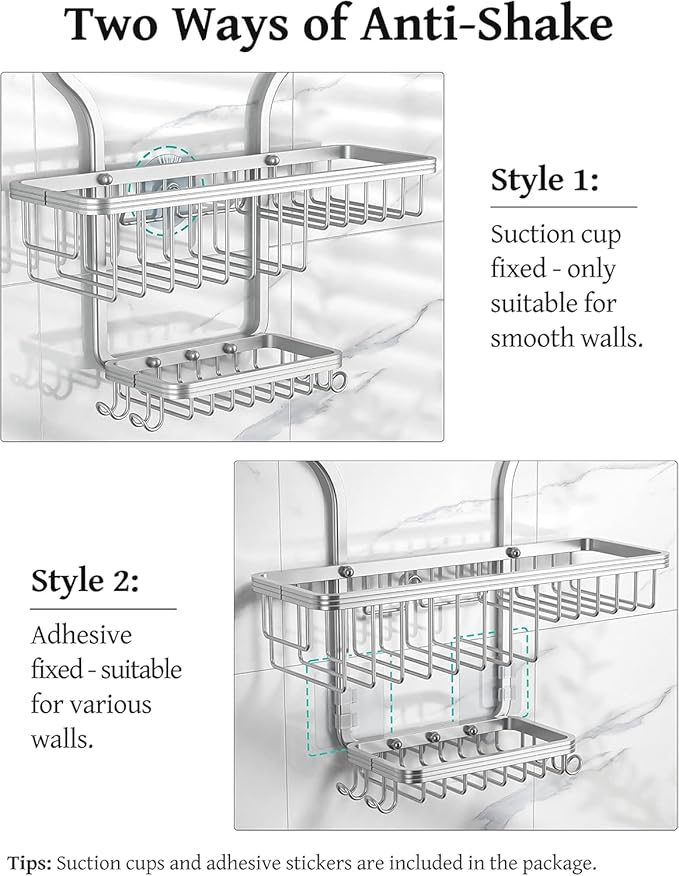 Never-Rust Aluminum Hanging Shower Caddy, Silver