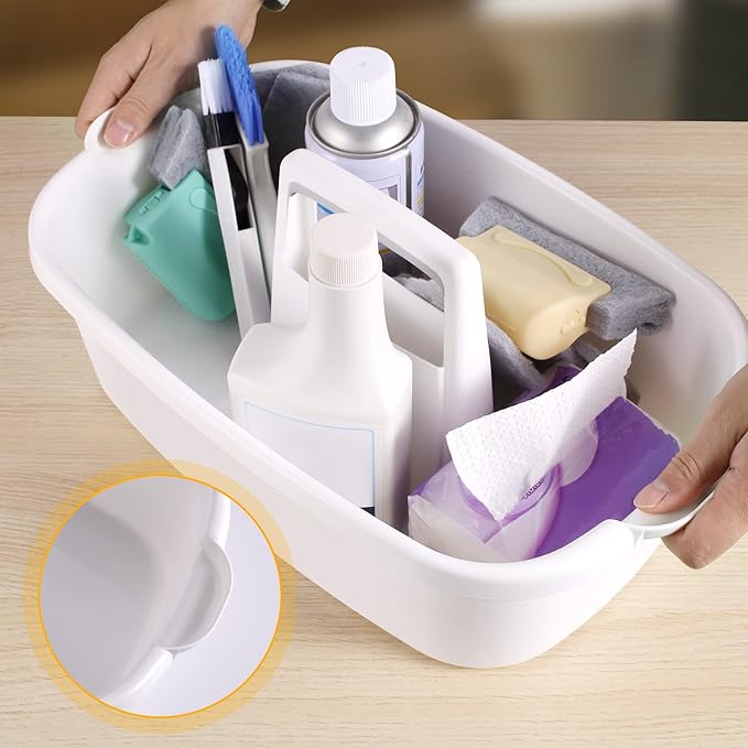 2-Pack Large White Cleaning Caddy for Cleaning Supplies with Handle