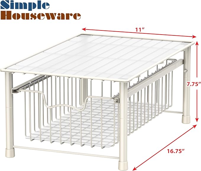 Simple Houseware Stackable Basket Drawer, White