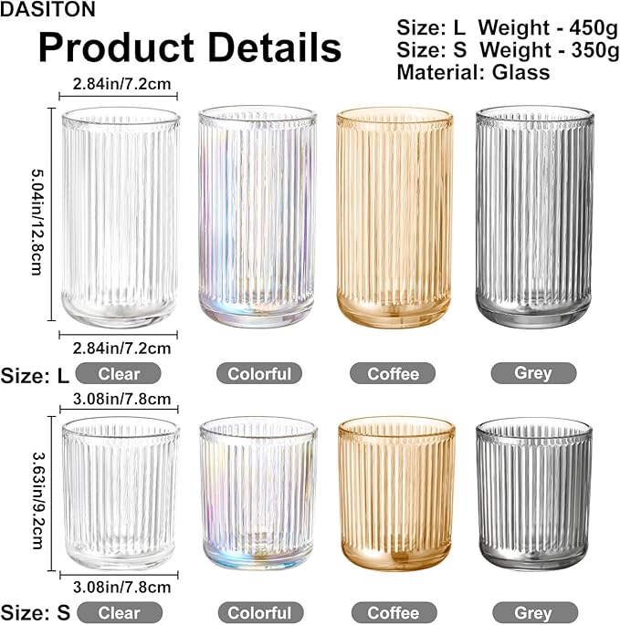 DASITON Makeup Brush Holder Organizer, Crystal Glass Makeup Brushes Storage Holder, Vintage Make Up Brush Cup for Vanity, Pen Pencil Holder for Desk, Toothbrush Holders for Bathroom (Grey S)