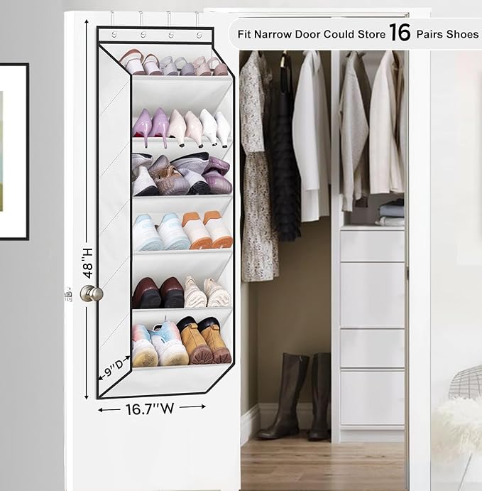 LAMB Shoe Rack for Door, Kids Door Shoe Organizer for Closet hanger, White