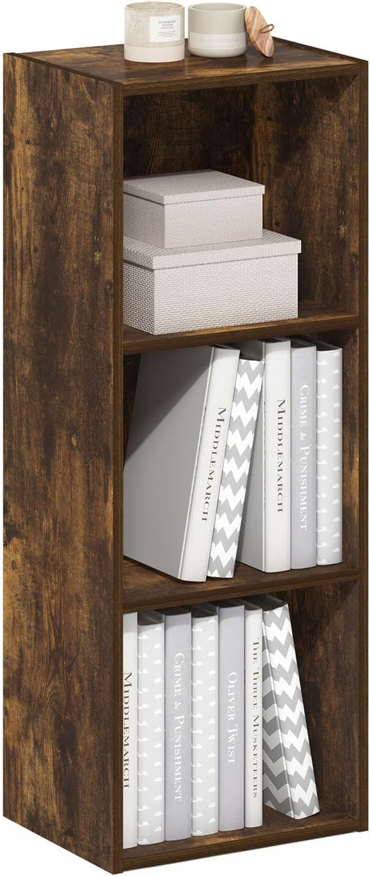 Furinno LUDER Book Shelf, 3-Cube Bookshelf, Amber Pine