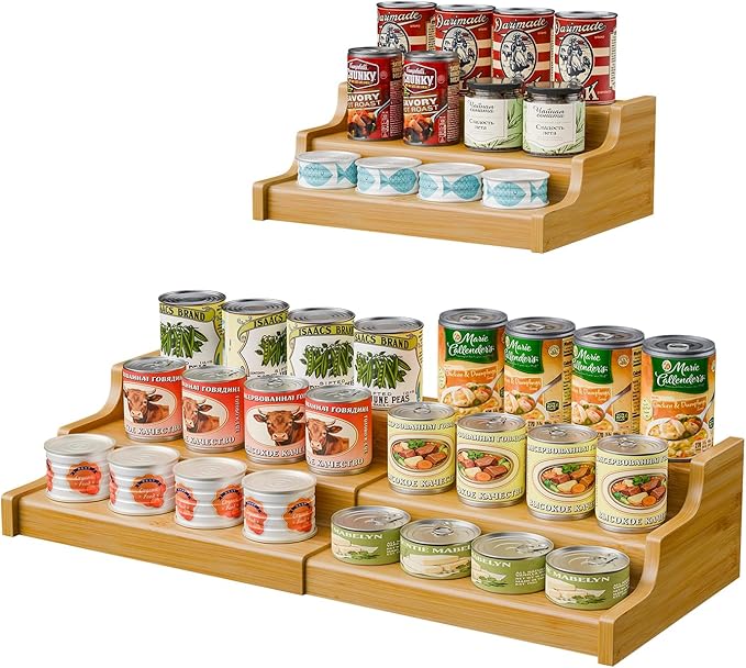 Simple Trending Expandable Bamboo Can Rack Organizer for Pantry