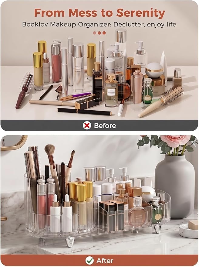 Rotating Makeup Organizer for Vanity, Crystal Clear