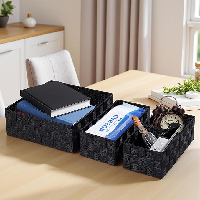 Small Black Baskets Cube Bin Container Tote