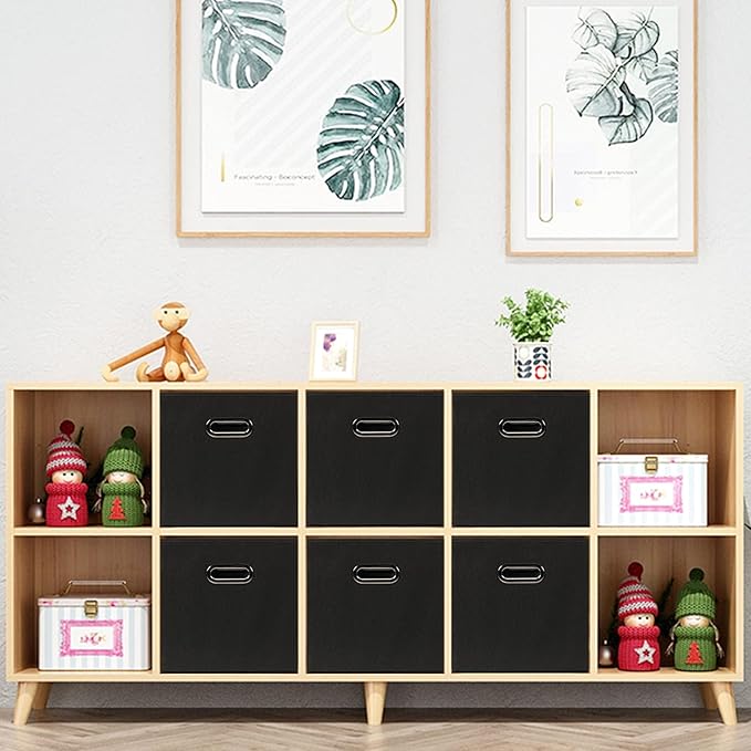 Fabric storage bins Cubes, Fabric Cube Organizer with Handle, Black
