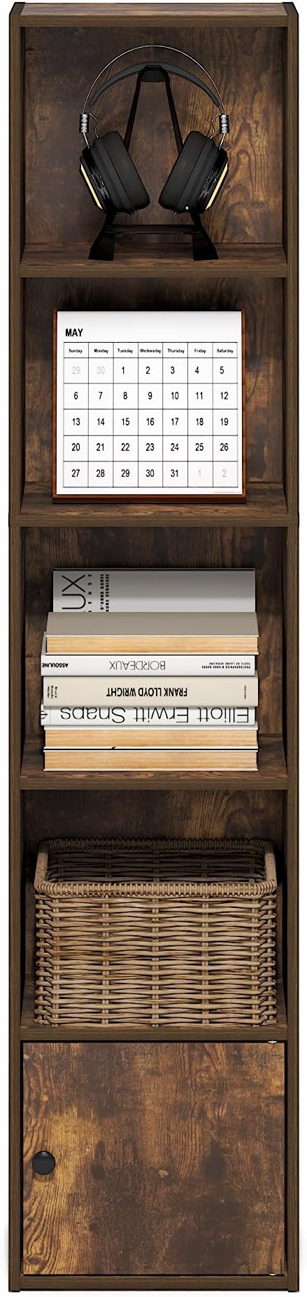 Furinno LUDER Book Shelf, 5-Tier Bookshelf with Open Shelf