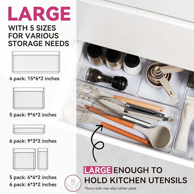 Large Drawer Organizer Bins 26 Pack