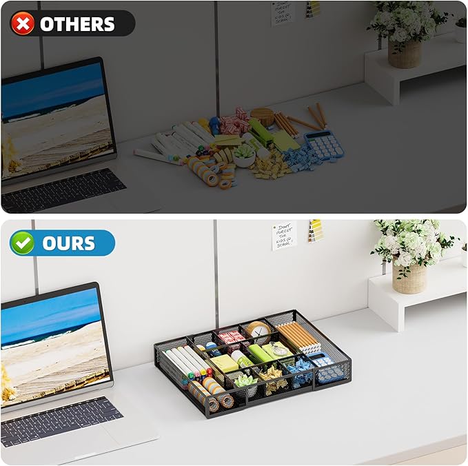 Expandable Desk Drawer Organizer, Expandable Black-2 pack