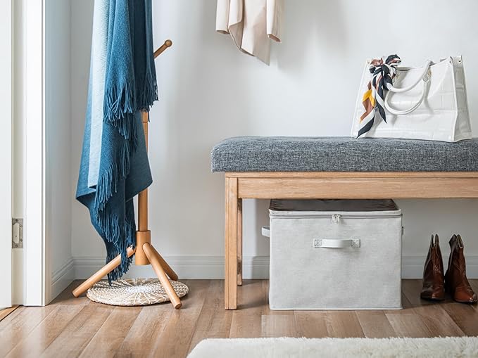 StorageWorks Shoe Organizer for Closet, Fits up to 16 Pairs, Shoe Cubby Storage Containers with Adjustable Dividers and Clear Cover, Grey