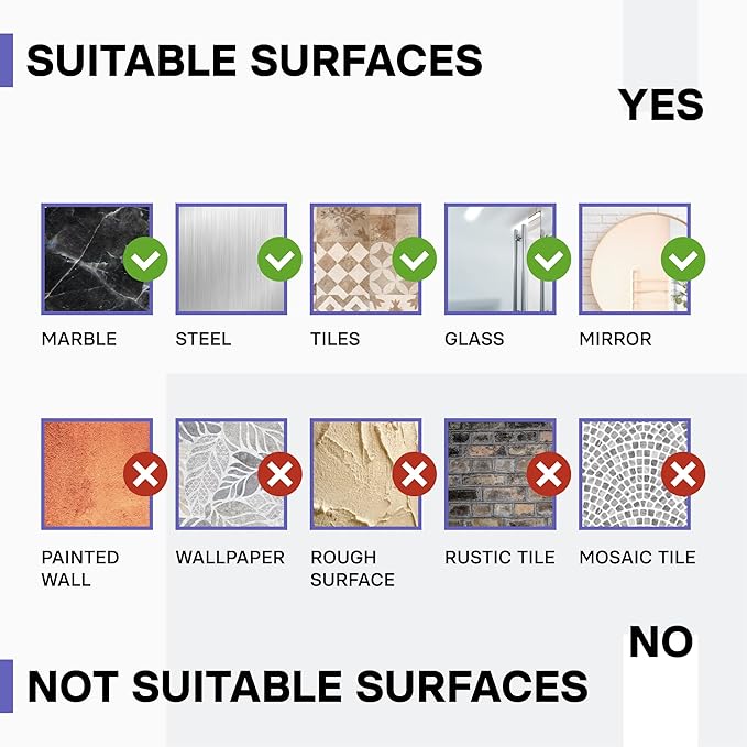 KINCMAX 2 Packs Strong Sticky Waterproof Heavy-duty Wall Adhesives Nail Free Transparent Adhesive Pad No-trace Wall Stick Adhesives Hook Strip for Shower Caddy, Kitchen Racks, Bathroom Storage Shelves
