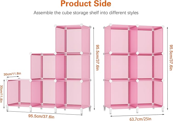 6-Cube Storage Shelf, Storage Bookcase Bookshelf with Metal Hammer