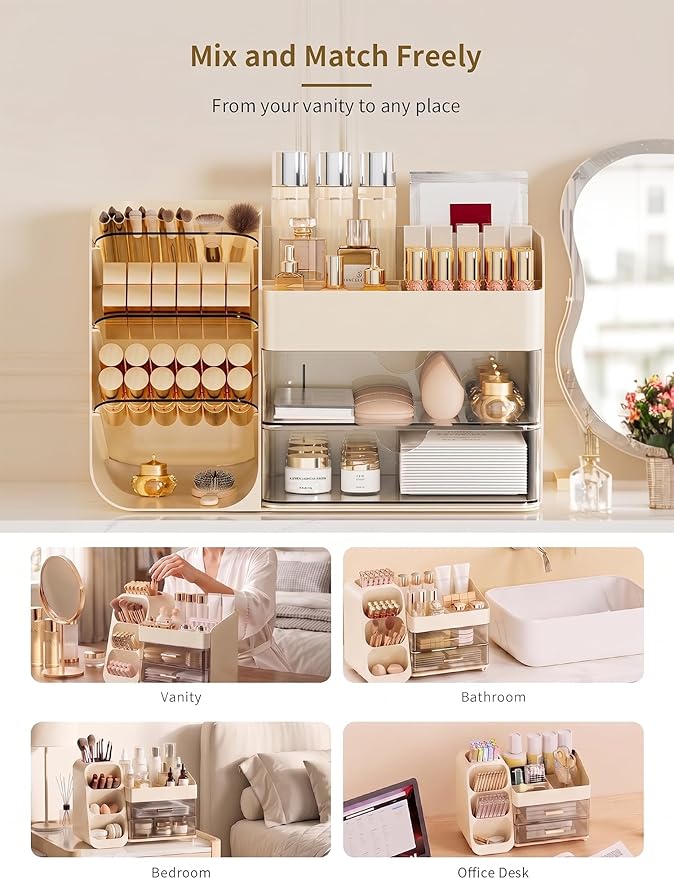 Makeup Organizer for Vanity, Crystal Creem