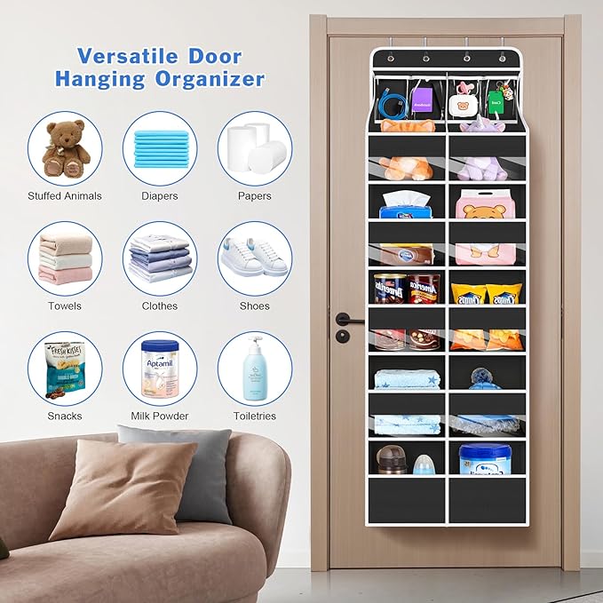 6-Shelf Over Door Hanging Organizer Fabric Door Storage for Baby Nursery Nursery