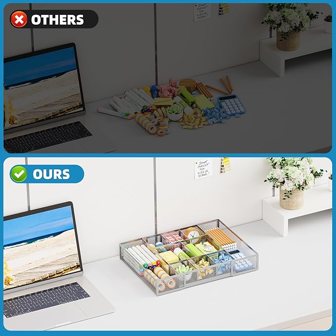 Expandable Desk Drawer Organizer, Expandable-Silver