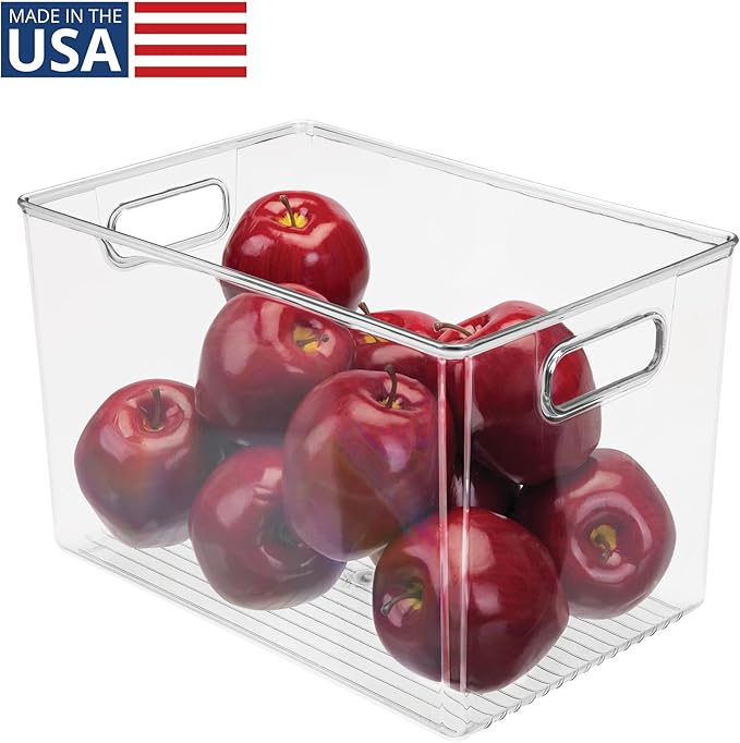 Linus BPA-Free Plastic Deep Kitchen Storage Bin with Handles, 12" x 8" x 7.75"