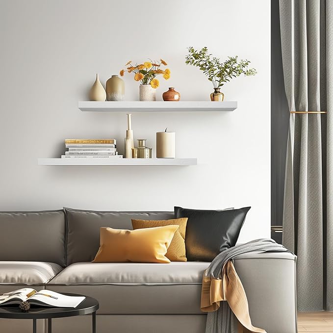 Floating Shelves for Wall, White,Set of 2