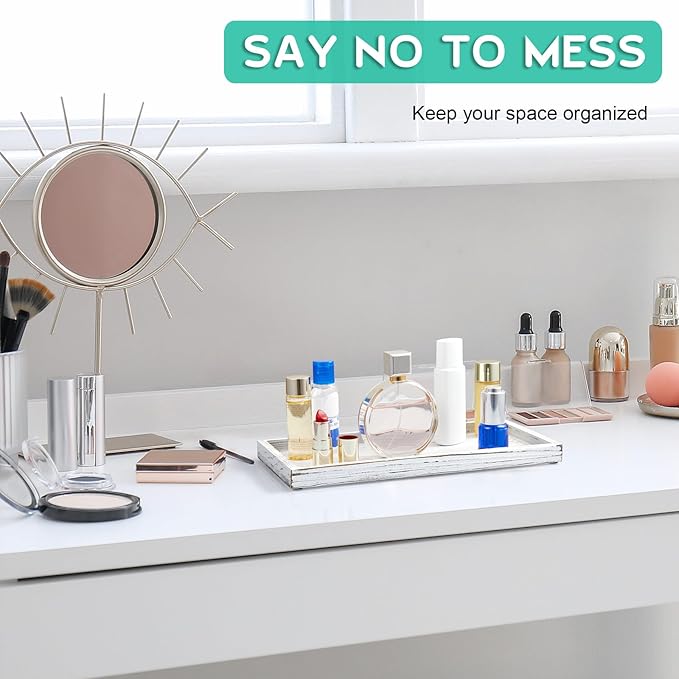 11.7" White Bathroom Vanity Tray for Counter