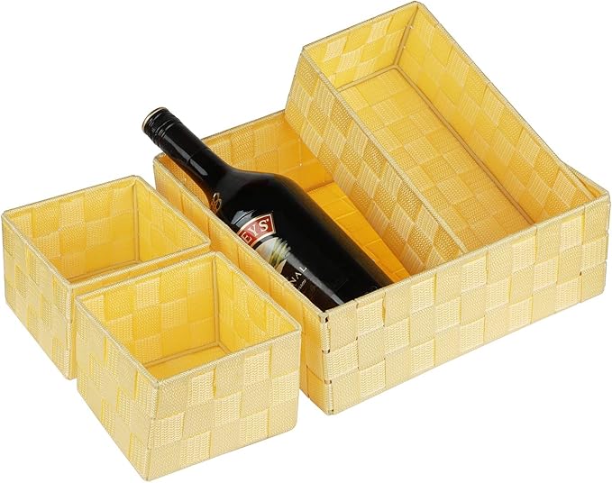Woven Storage Baskets for Organizing, Yellow