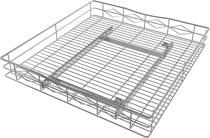 Pull Out Cabinet Organizer, 50LB Load Capacity Bottom-mount Sliding Drawer for Pots and Pans, 20" W x 21" D Under Sink Storage Shelf for Cabinet Opening 21" W x 22" D or Larger, Chrome Finish