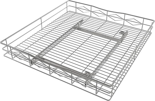 Pull Out Cabinet Organizer, 50LB Load Capacity Bottom-mount Sliding Drawer for Pots and Pans, 20" W x 21" D Under Sink Storage Shelf for Cabinet Opening 21" W x 22" D or Larger, Chrome Finish
