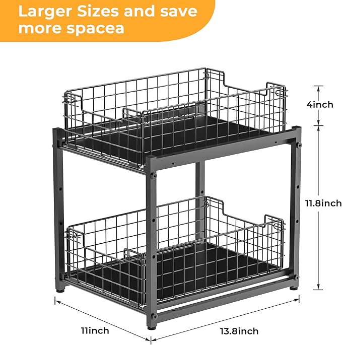 Under Sink Organizer, 2-Tier Pull Out Cabinet Organizer, 1 Pack