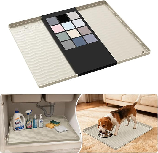 Waterproof Silicone Under Sink Mat 22'' x 19'' Shelf Liner for Kitchen, Cream