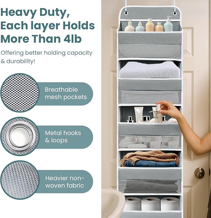 Sturdiness Over The Door Organizer, 5 Shelves & 8 Side Pockets