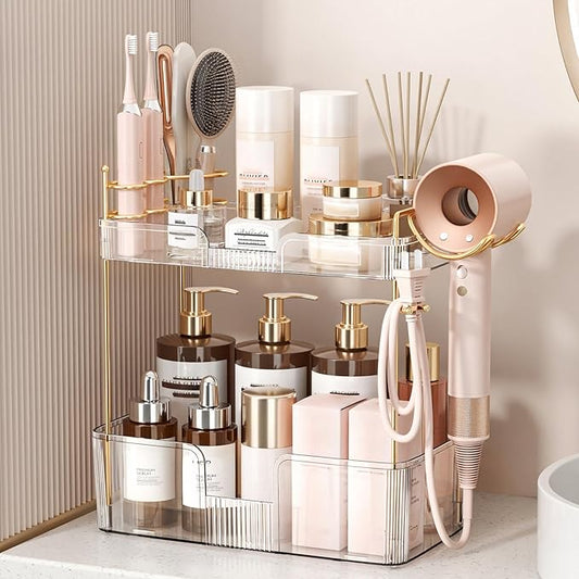 Bathroom Counter Organizer for Vanity, Clear, 2Tiers