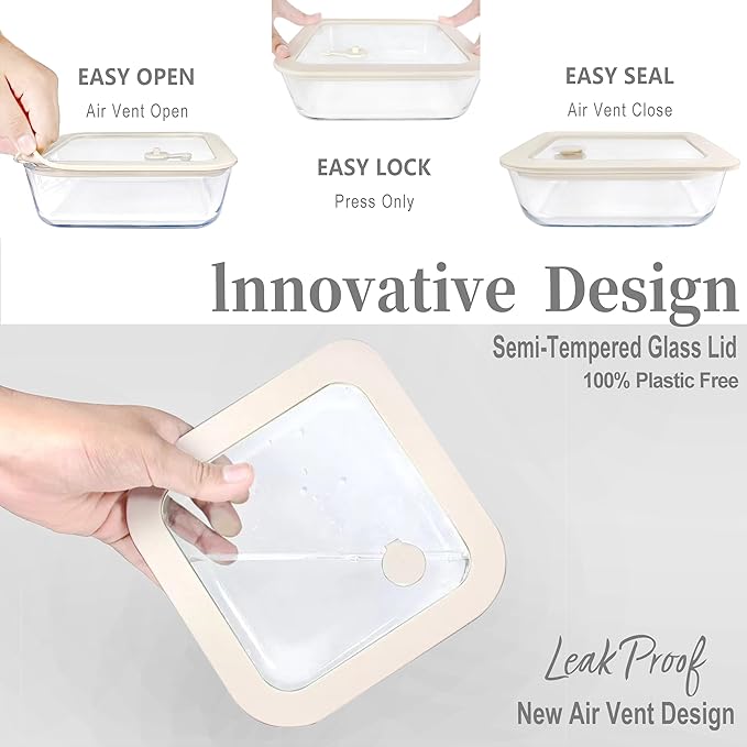 Urban Green Glass Food Container Set with Glass Lid, 4 Pack